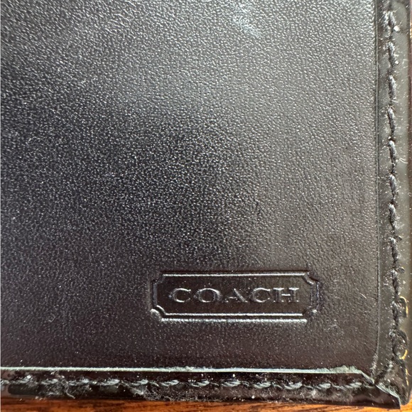 Coach Signature Black Canvas Slim Wallet W/ Patent Leather Trim - Picture 7 of 15